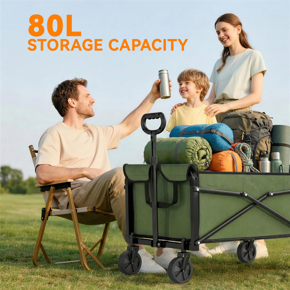 Outsunny 81L Green Foldable Garden Trolley Cart Image 7