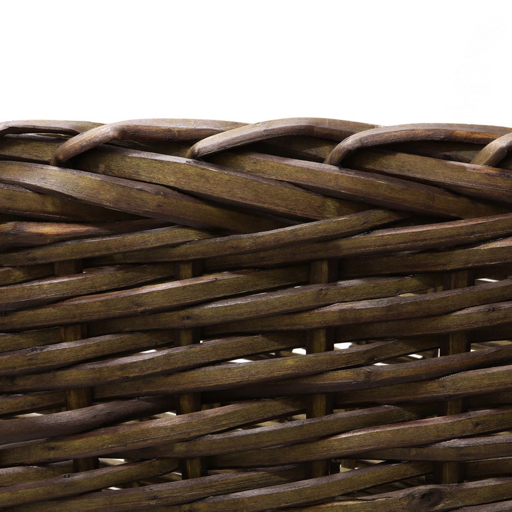 JVL Dark Willow Brown Log Basket with Metal Handles 48 x 46 x 38cm Image 8