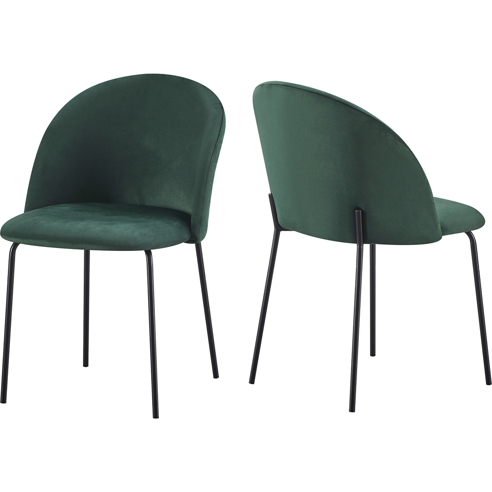 Seconique Boston Set of 4 Emerald Green Velvet Dining Chair Image 2