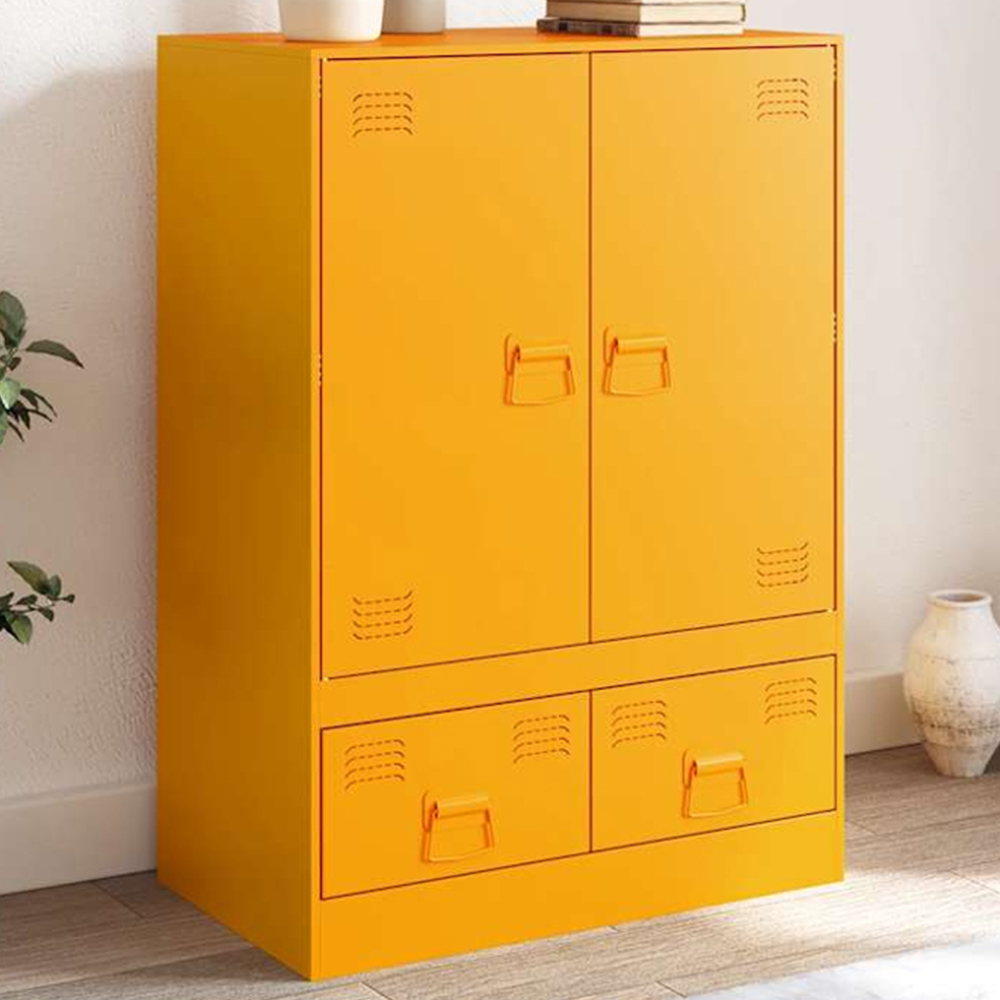 vidaXL 2 Door 2 Drawer Mustard Yellow Cold-Rolled Steel Highboard Image 1