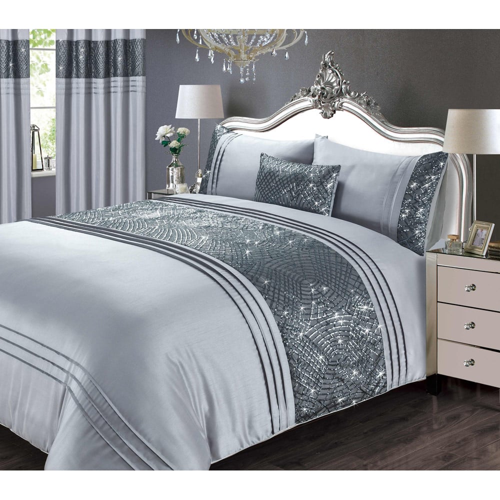 Rapport Home Charleston Double Grey Duvet Set  Image 2