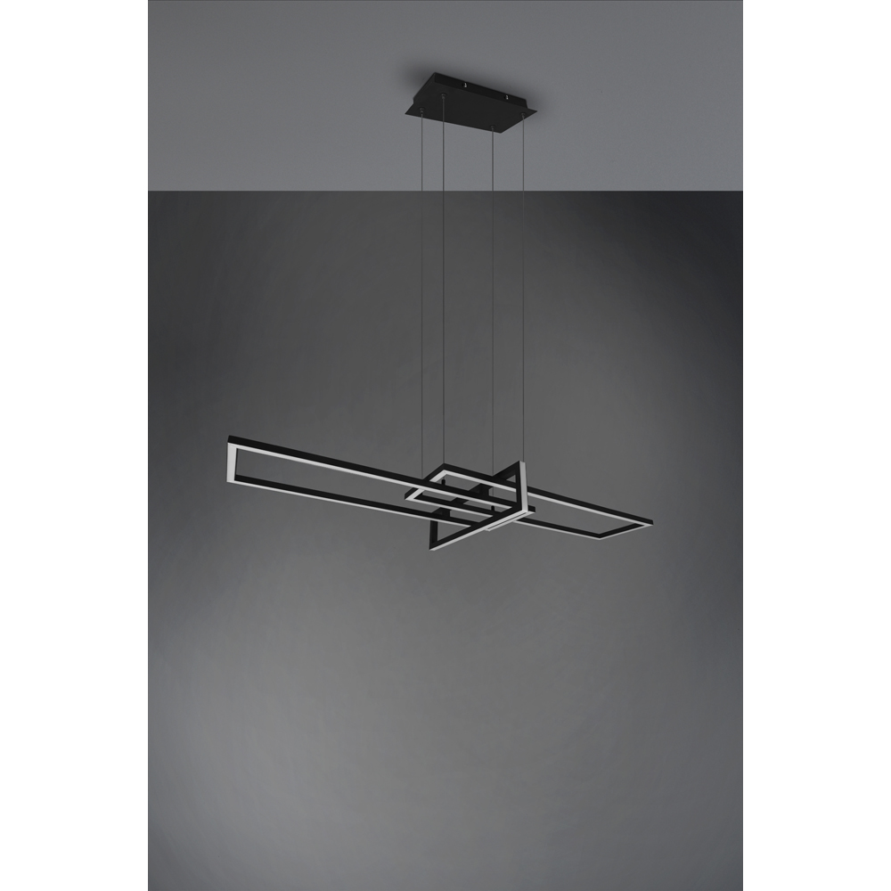 TRIO Salinas Matt Black Rectangular LED Pendant Light Image 5