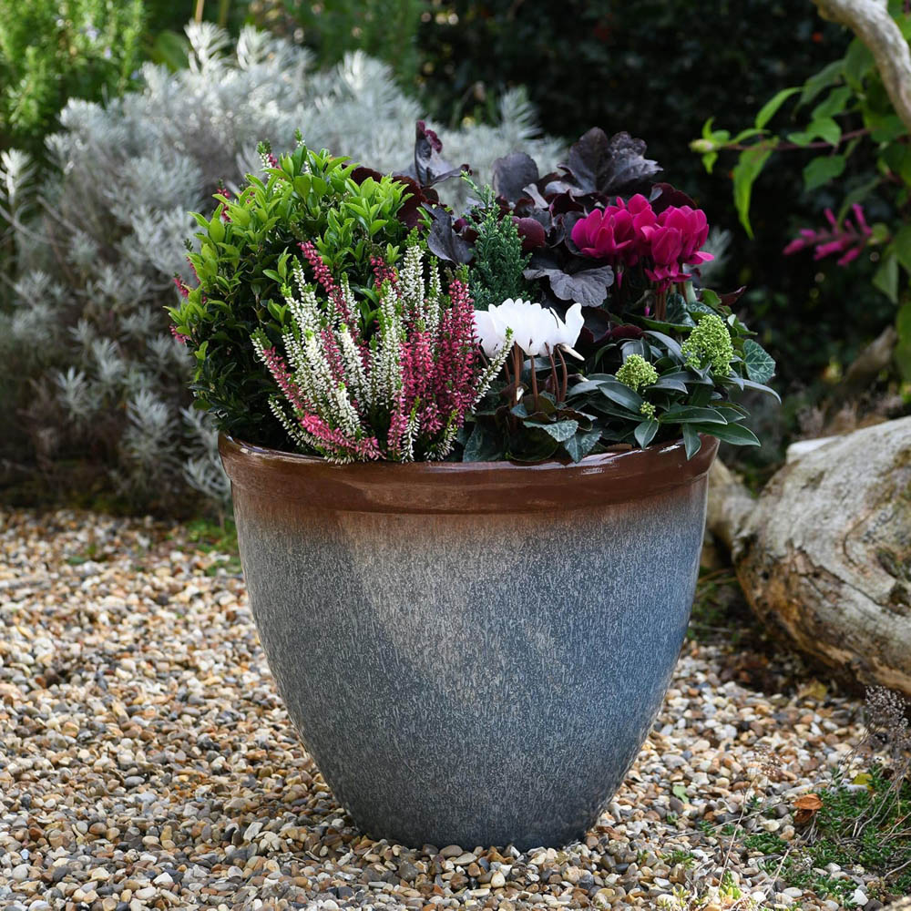 Garden Gear Blue Breeze Bell Glazed Planter 39.5cm 2 Pack Image 2