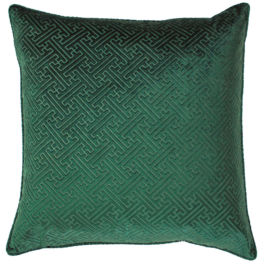 Paoletti Florence Emerald Embossed Velvet Cushion Image 1
