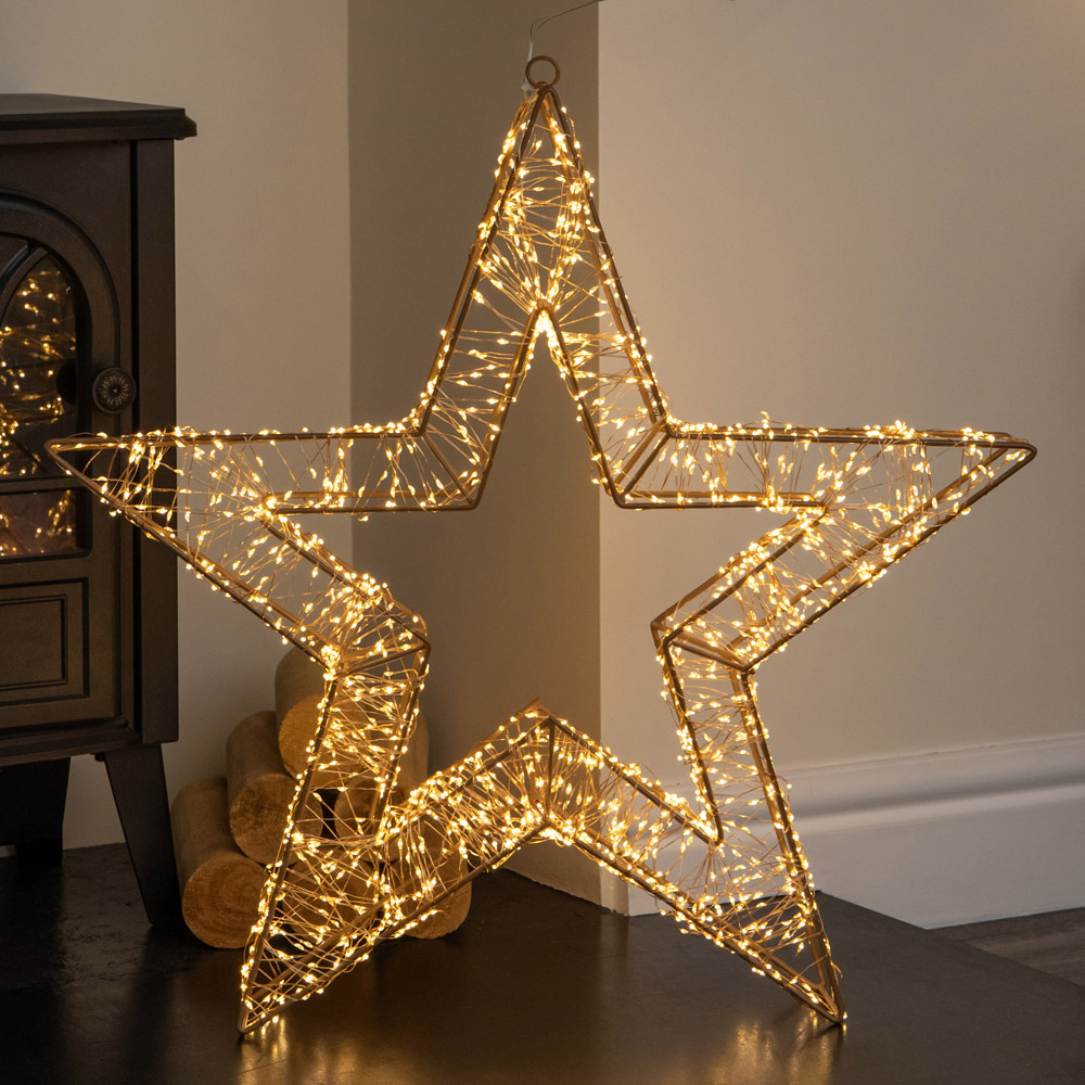 Samuel Alexander 1800 Warm White LED Light-Up Gold Christmas Galaxy Star 58cm Image 1
