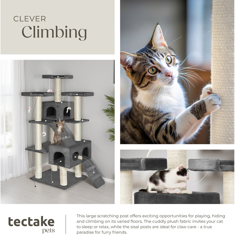 tectake Knuti Anthracite Cat Tree with Scratching Post 186cm Image 7