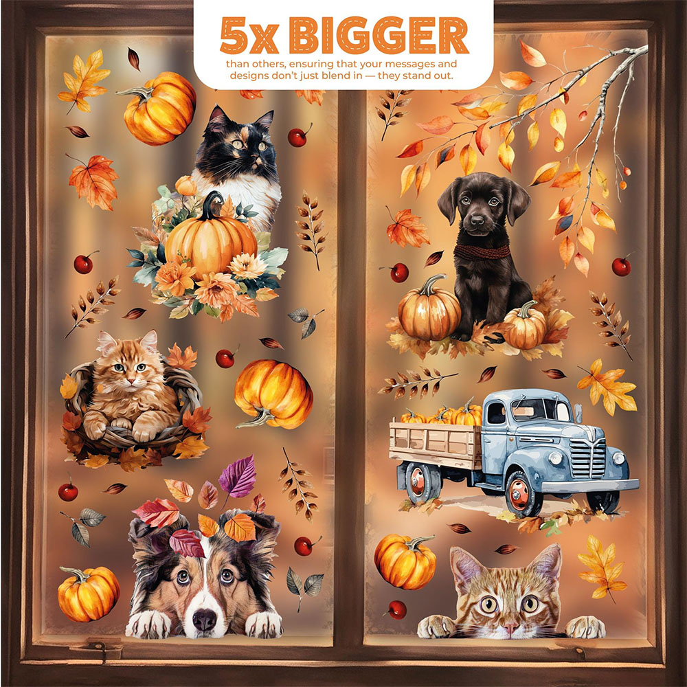 Walplus Halloween 123 Piece Autumn Cats and Dogs Window Cling Set Image 4