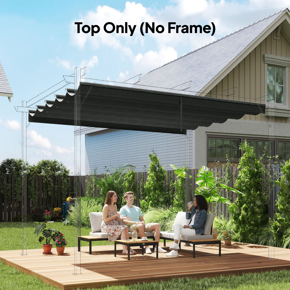 Outsunny 3 x 3m Grey Retractable Pergola Cover Image 2