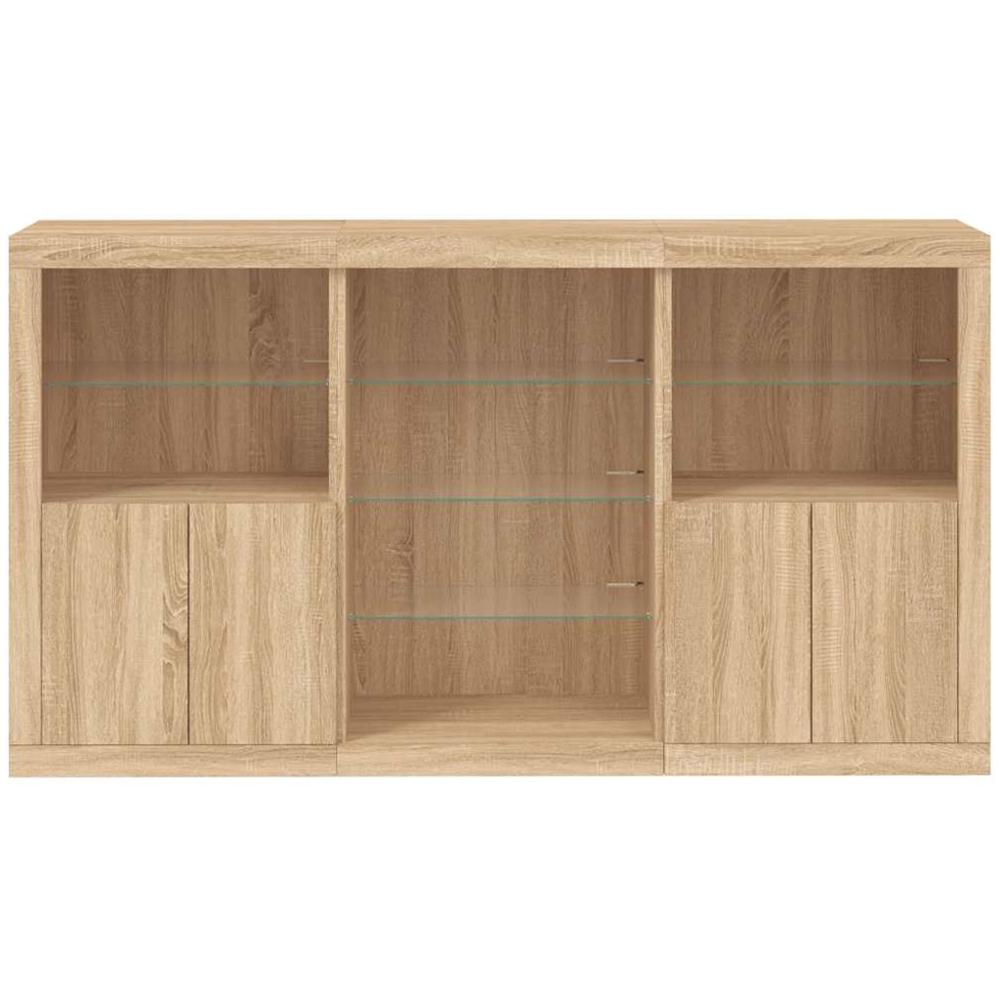 vidaXL 4 Door 8 Shelf Sonoma Oak Sideboard with LED Lights Image 6