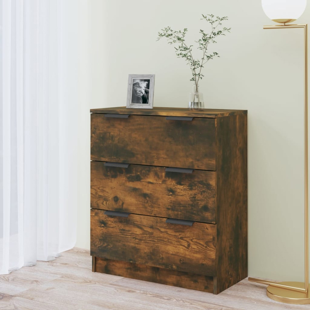 vidaXL 3 Drawer Smoked Oak Sideboard Image 3