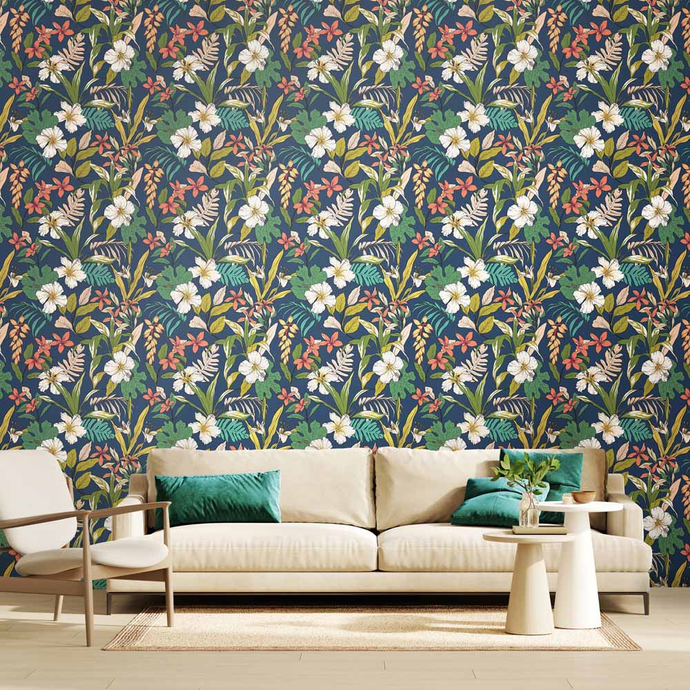 Hoopla Walls Oasis Navy Twist Non Woven Wallpaper Image 2