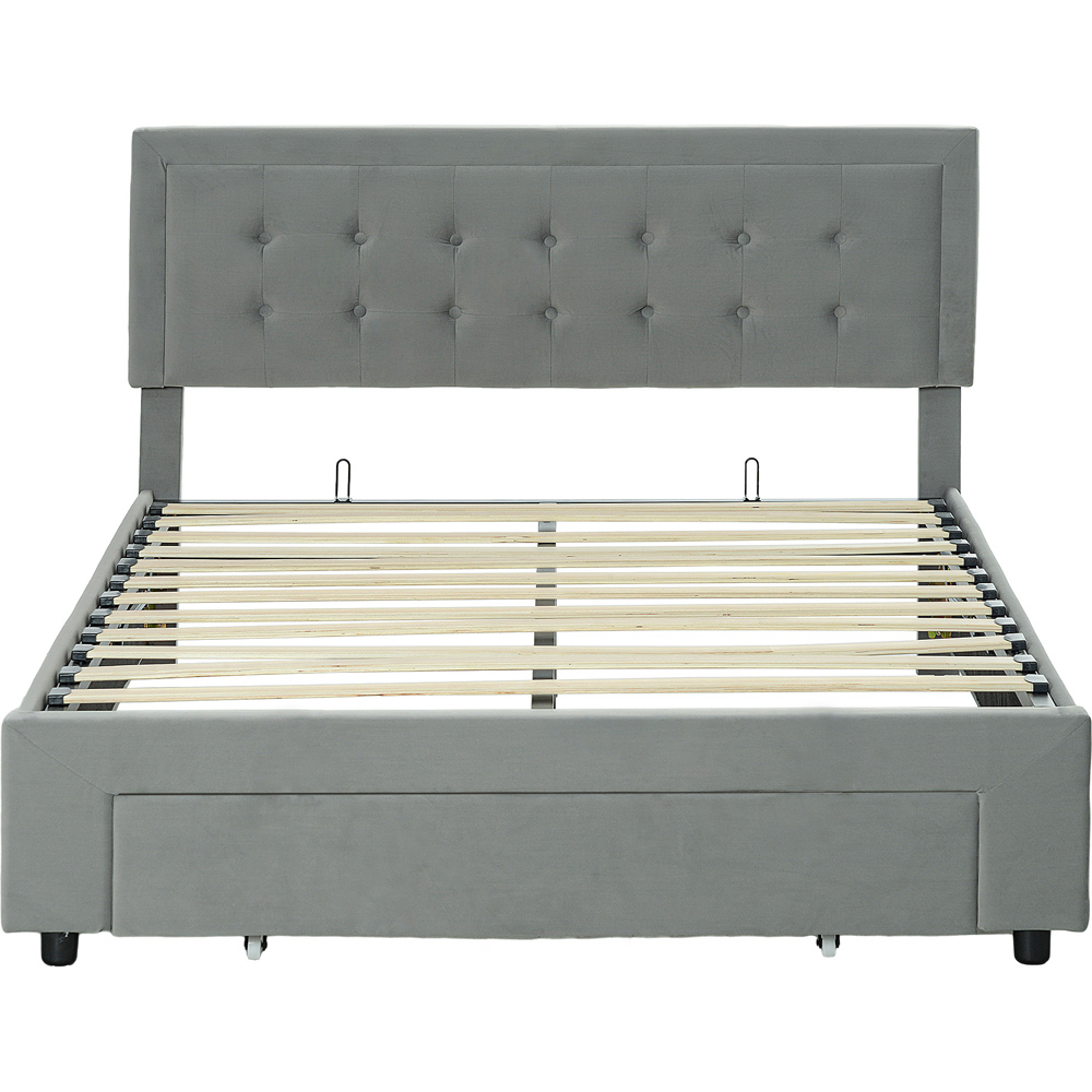 Portland Grey Velvet Storage Double Bed Image 2
