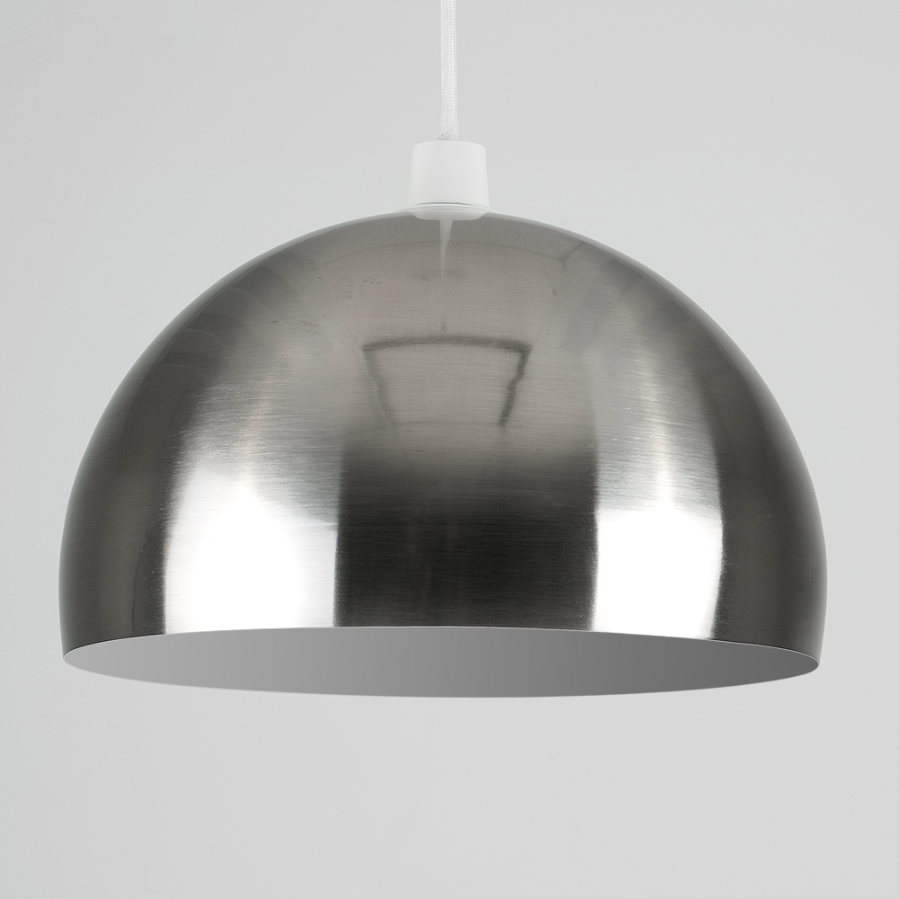 ValueLights Curva Brushed Chrome Metal Dome Pendant Shade Image 2