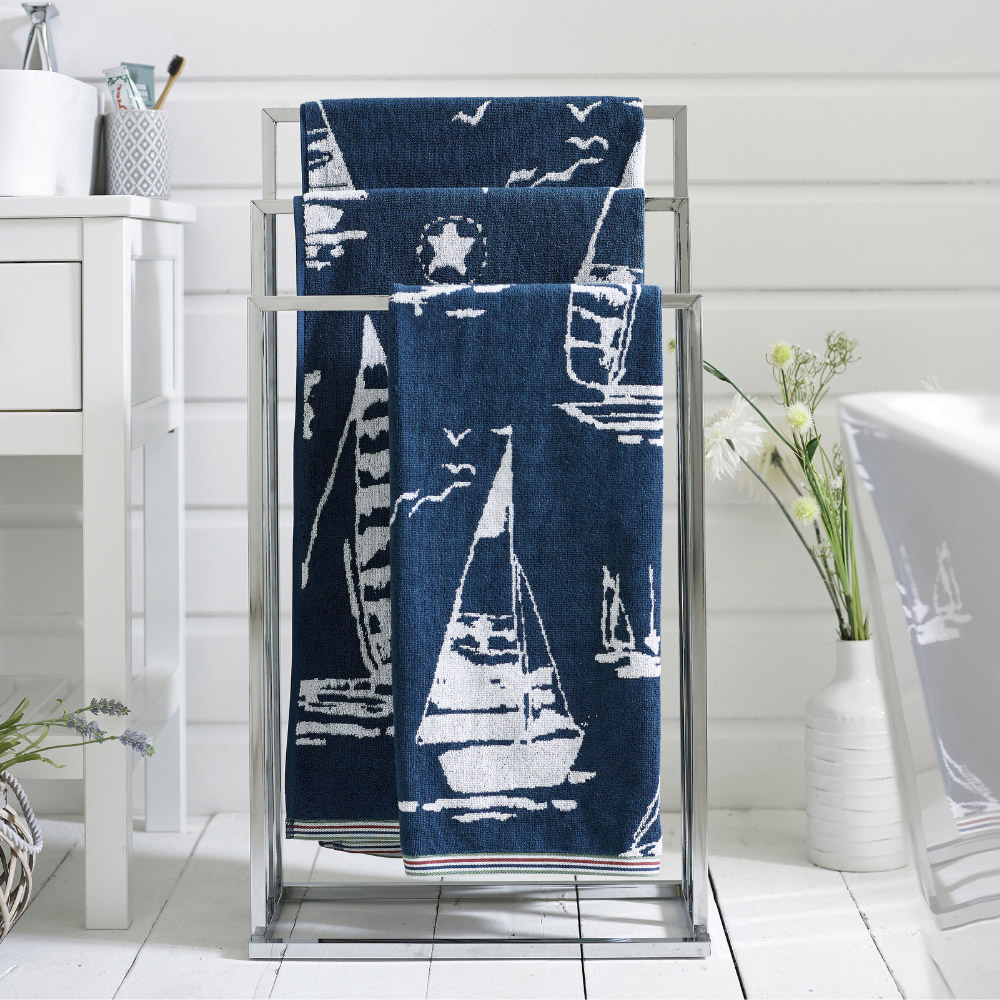 Lobster Creek Channel Navy Bath Sheet Image 2