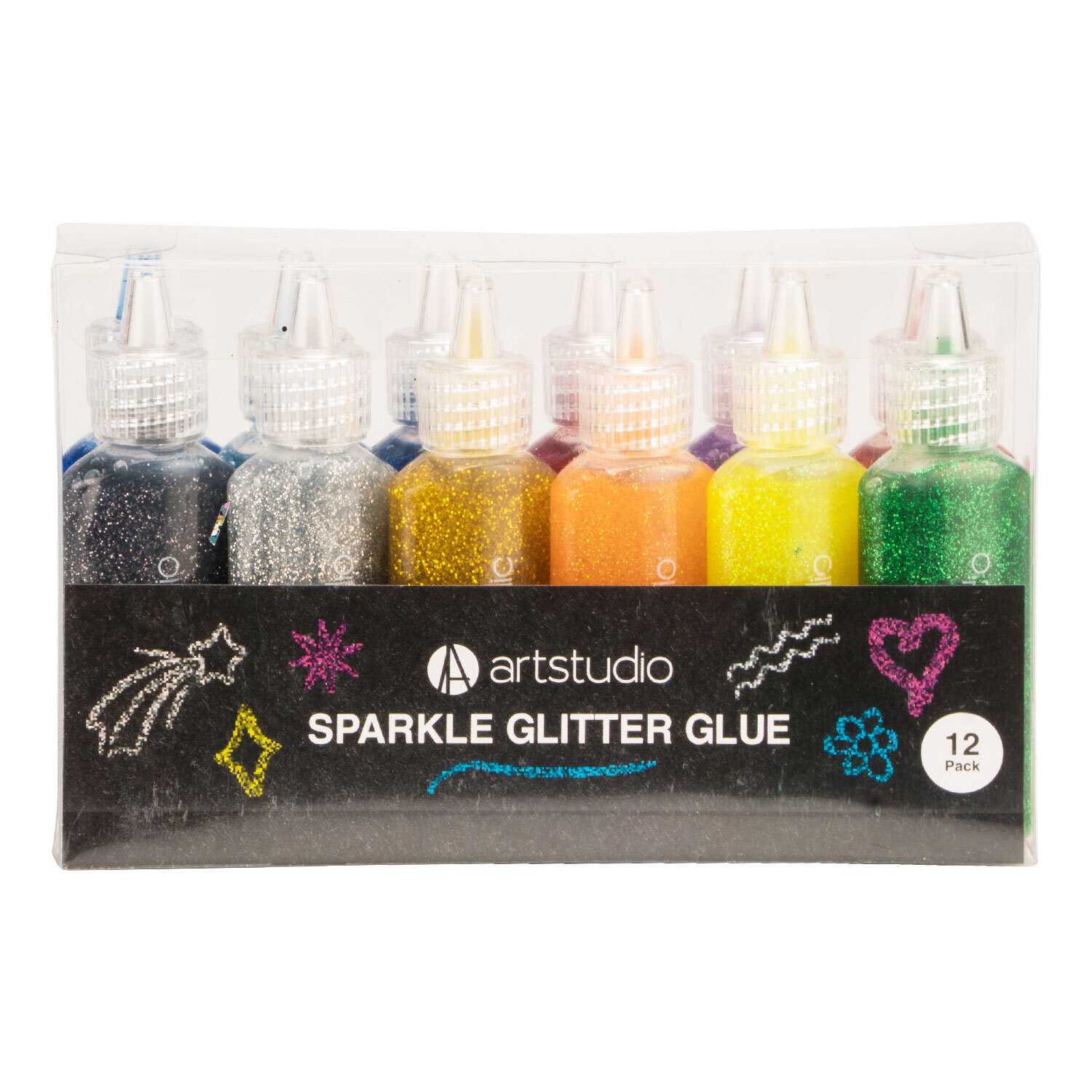 Pack of 12 Art Studio Sparkle Glitter Glue Image 1