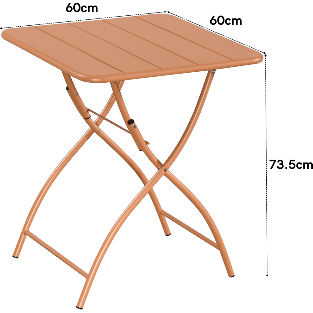 Core Products 2 Seater Terracotta Square Metal Foldable Garden Bistro Table Image 7