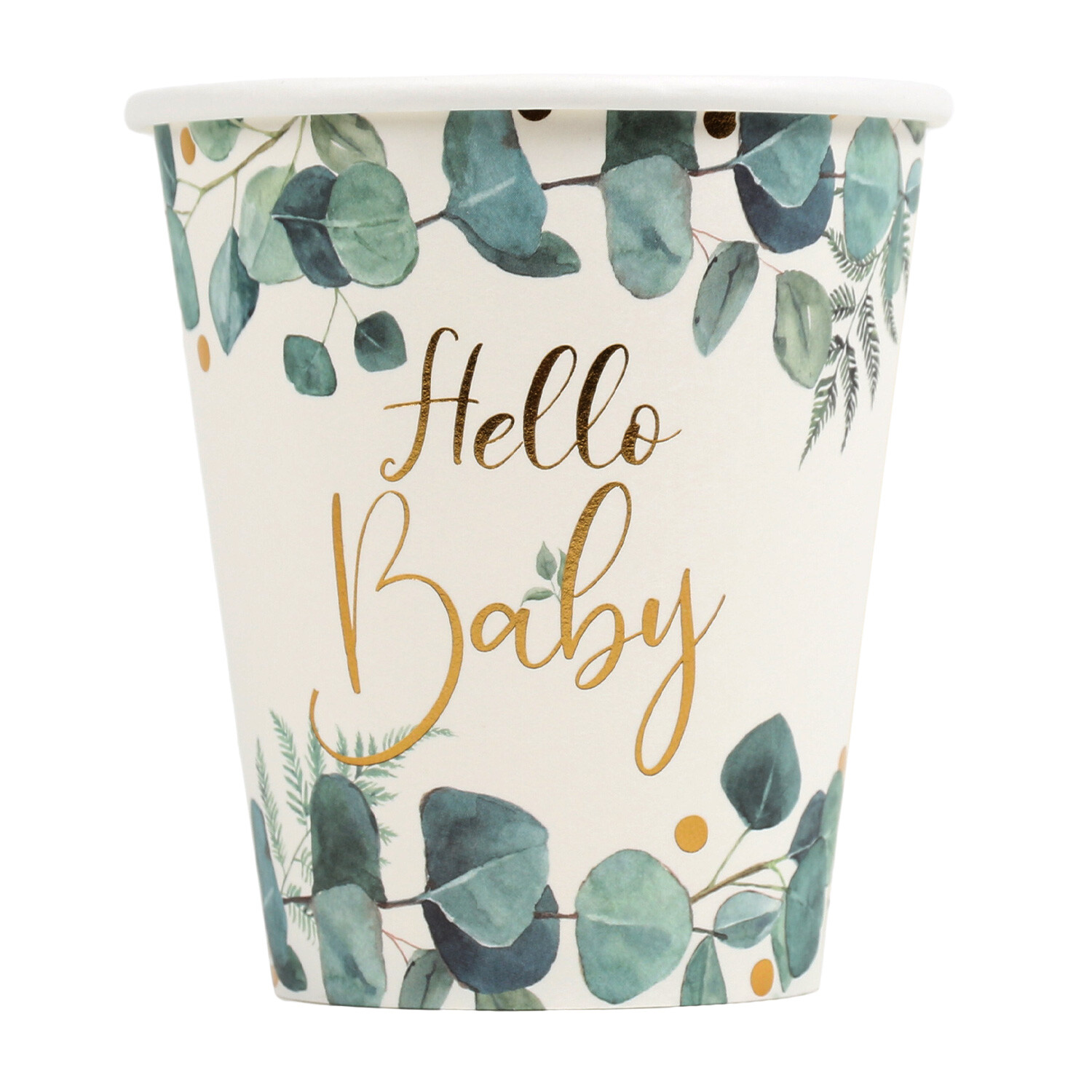 Pack of 8 Hello Baby Paper Cups - Green Image