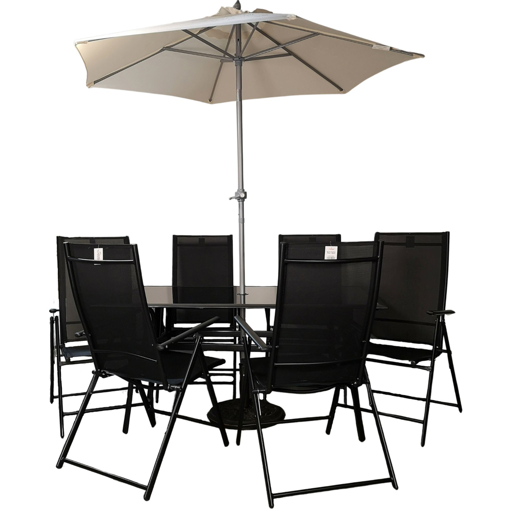 Samuel Alexander 6 Seater Rectangular Outdoor Dining Set with Cream Parasol Image 2