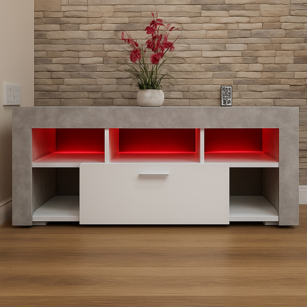 Portland Single Drawer Stone Grey TV Unit Image 2