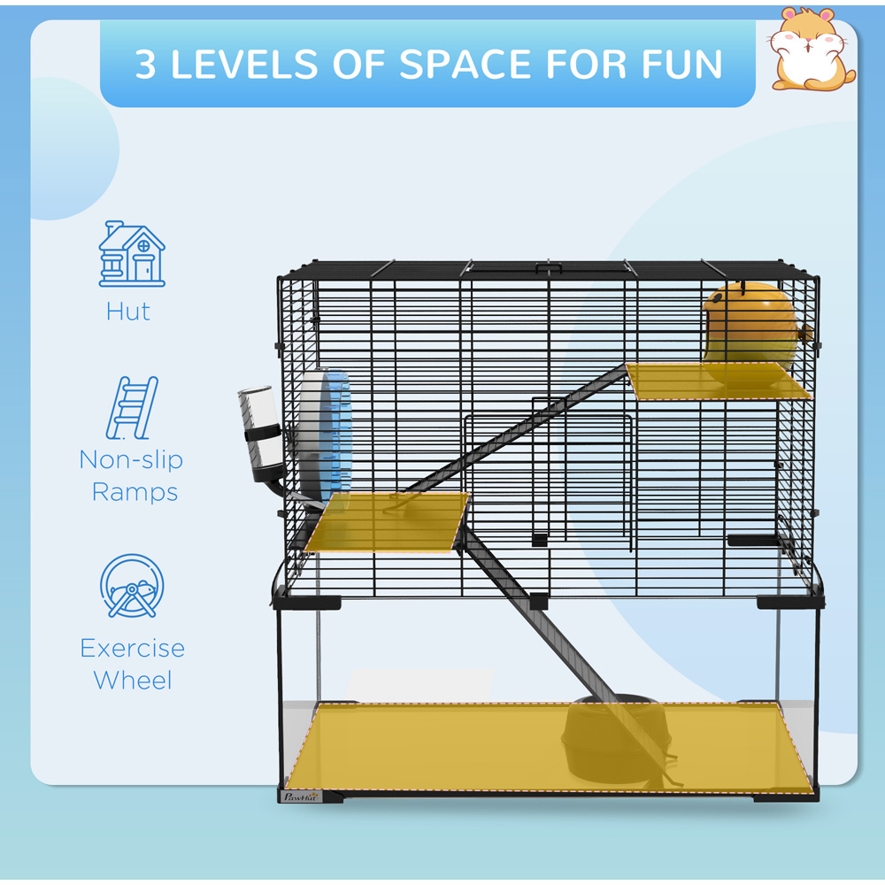 PawHut Black 3 Tier Hamster Cage 57 x 40 x 60cm Image 4