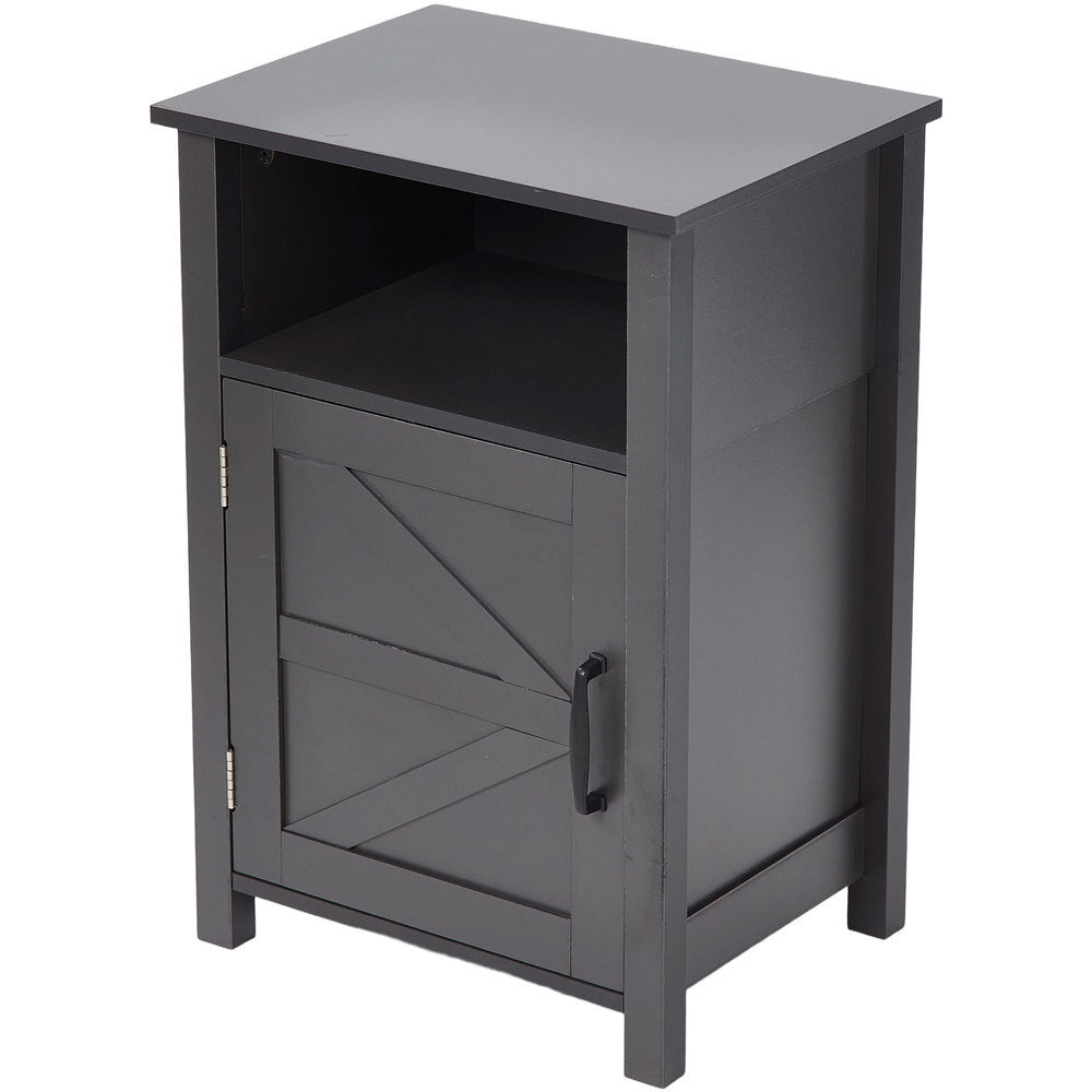 Living and Home Single Door Single Shelf Grey Bedside Table Image 2