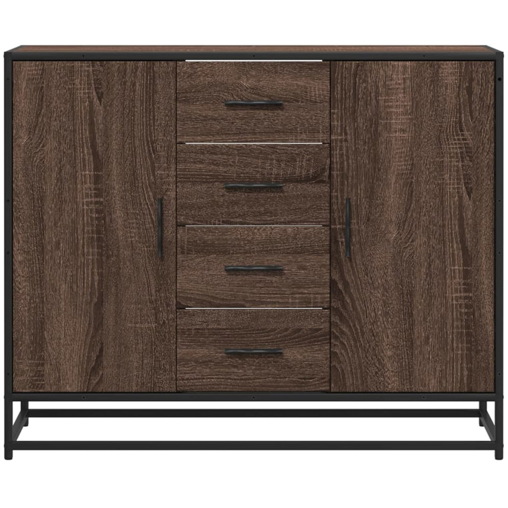 vidaXL 2 Door 4 Drawer Brown Oak Sideboard Image 3