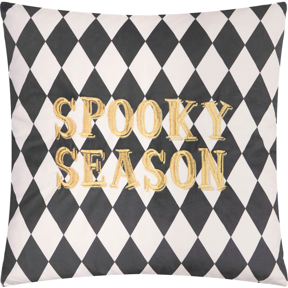 Furn Spooky Season Monochrome and Gold Velvet Halloween Cushion 45 x 45cm Image 1
