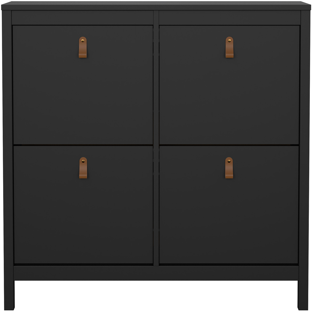 Florence Barcelona 4 Flip Down Doors Matt Black Shoe Cabinet Image 3