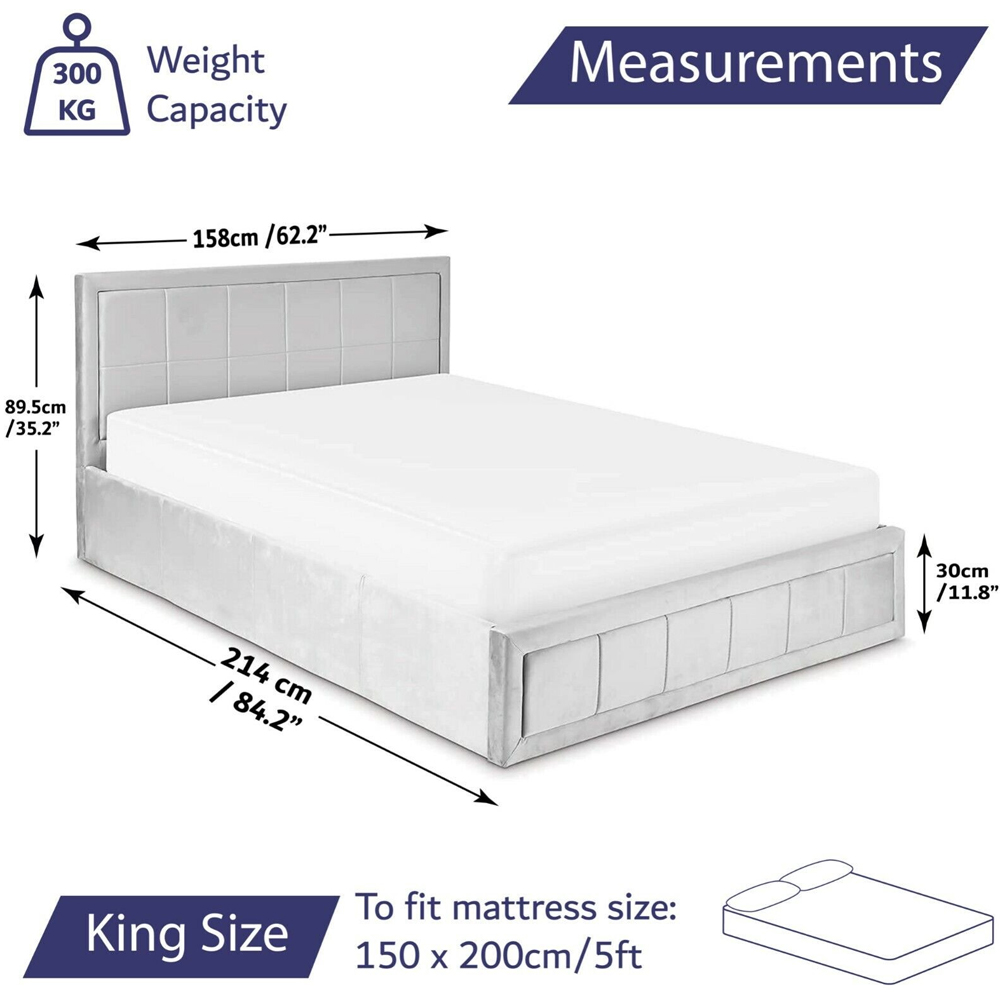 Home Treats King Size Velvet Ottoman Bed Frame With Storage and Mattress Image 9