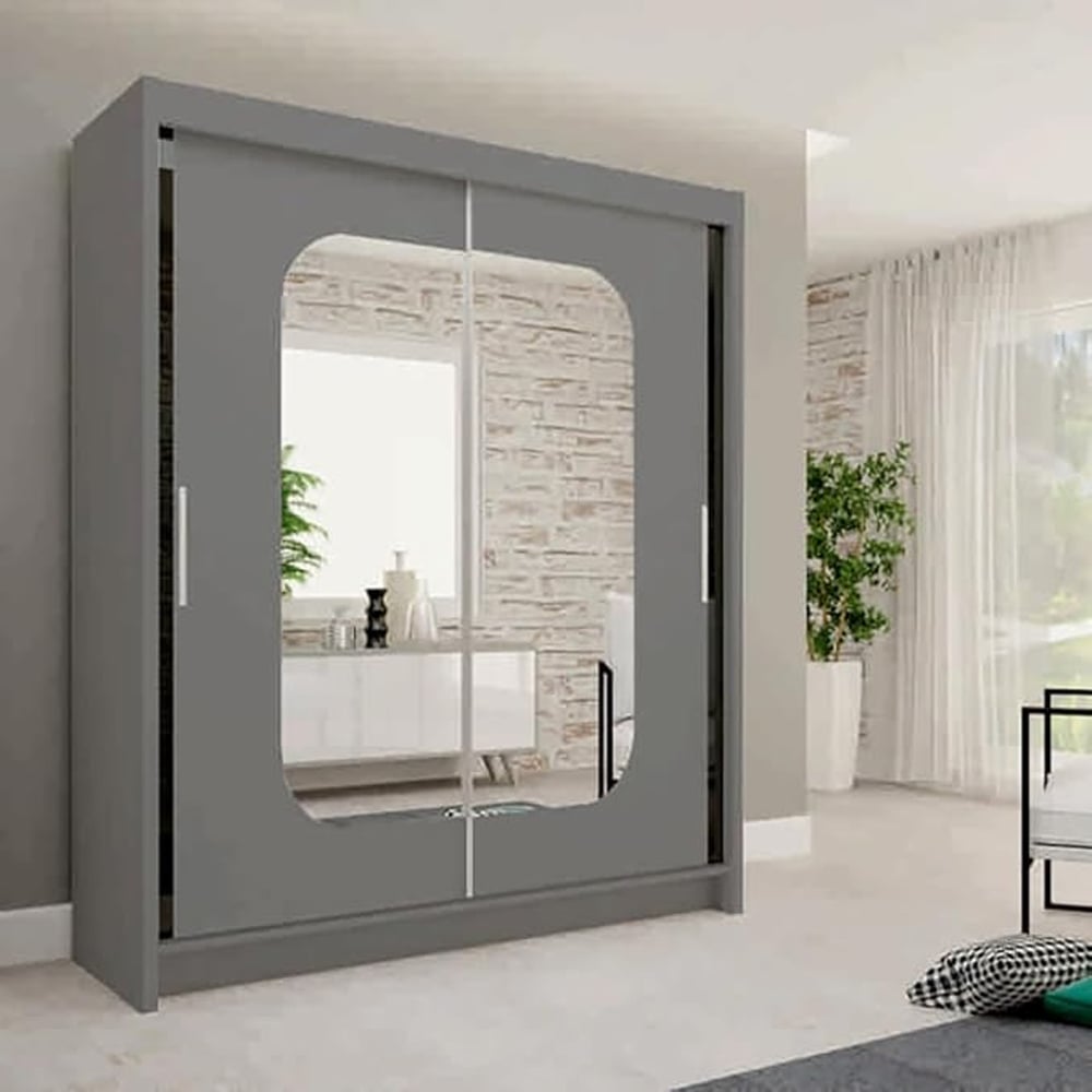 Sliding Wardrobes 4U Marika 2 Door Grey Mirror Wardrobe Image 3