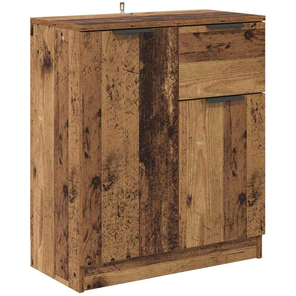vidaXL 2 Door Single Drawer Old Wood Sideboard Set of 2 Image 7