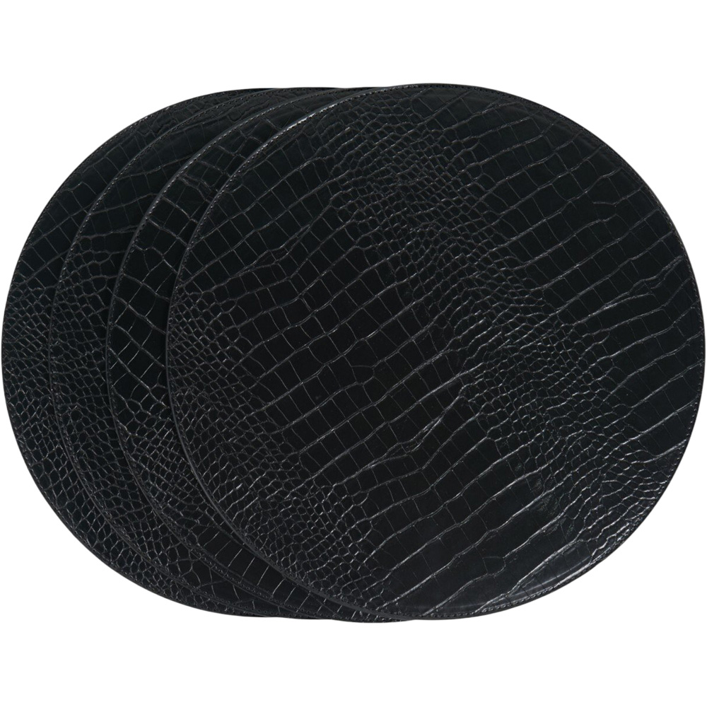 Set of 4 Faux Croc Leather Placemats Black Image 2