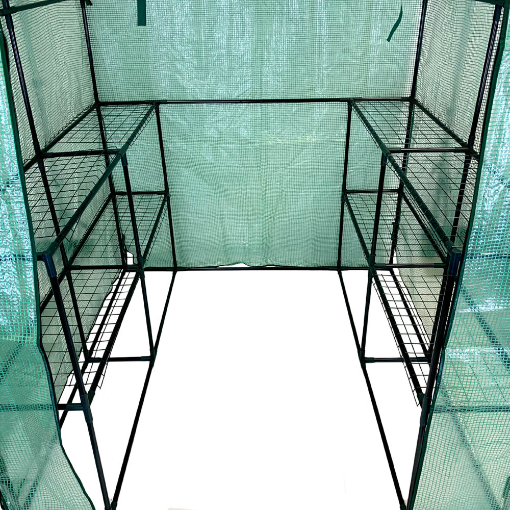 AMOS 3 Tier Green Plastic 4.7 x 4.7ft Portable Walk In Greenhouse Image 3