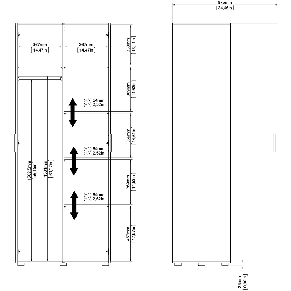 Florence 2 Door Black Wardrobe Image 8