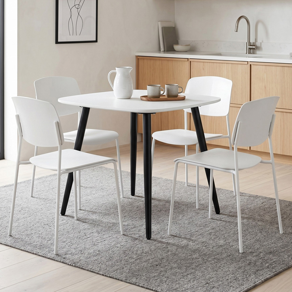 Core Products Aspen Academy 4 Seater Plastic Square Dining Set White Image 1
