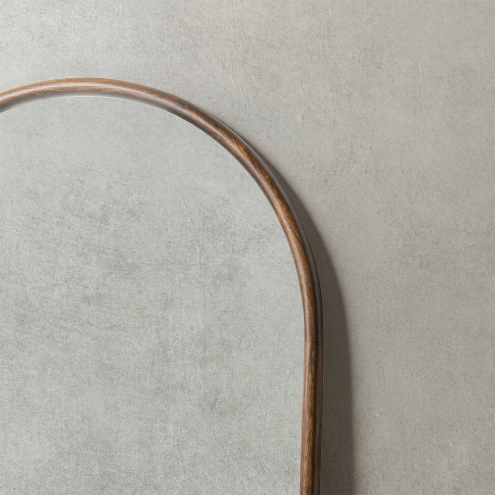 Dark Wood Round Edge Arch Mirror Brown Image 3