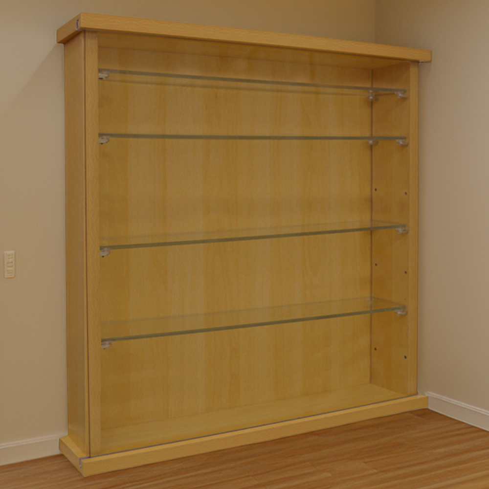 Watsons Collectors 4 Shelf Beech Glass Wall Display Cabinet Image 1