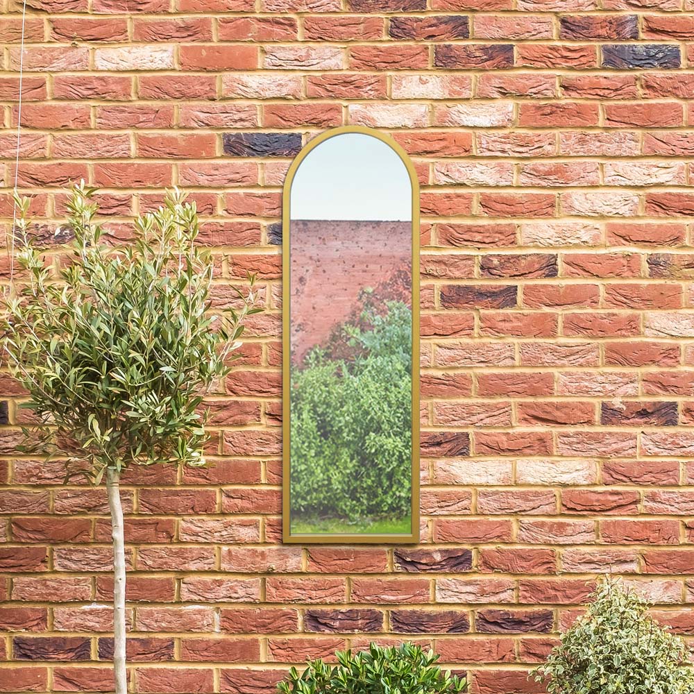 MirrorOutlet The Arcus Gold Framed Arched Garden Wall Mirror 120 x 40cm Image 5