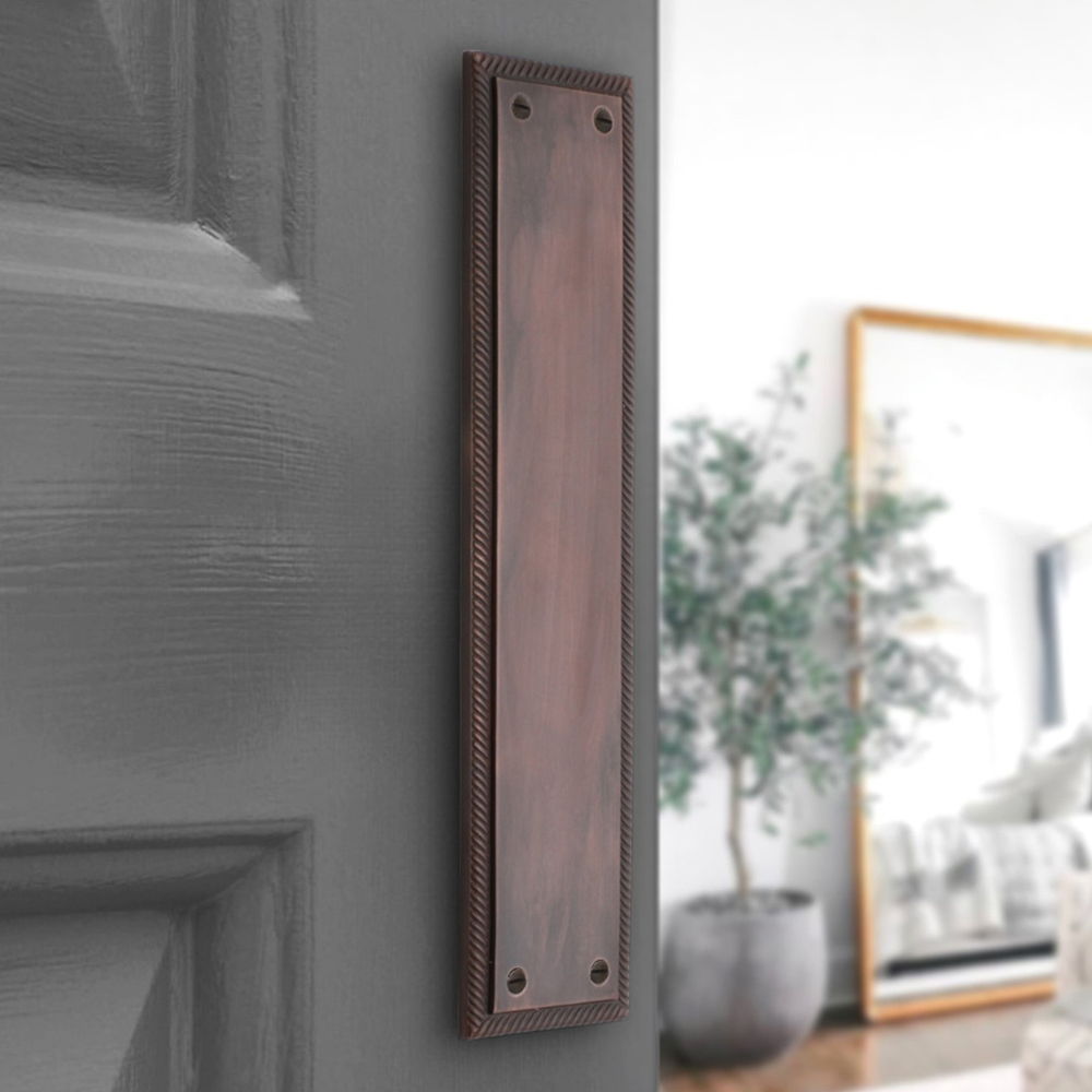 Spira Brass Georgian Plain Square Aged Bronze Finger Plush Plate 300mm Image 2