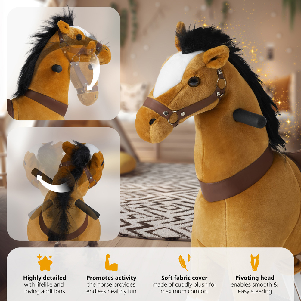 tectake Sabrina 4 Wheels Rocking Horse with Non Slip Pedals 76 x 29 x 85cm Image 3
