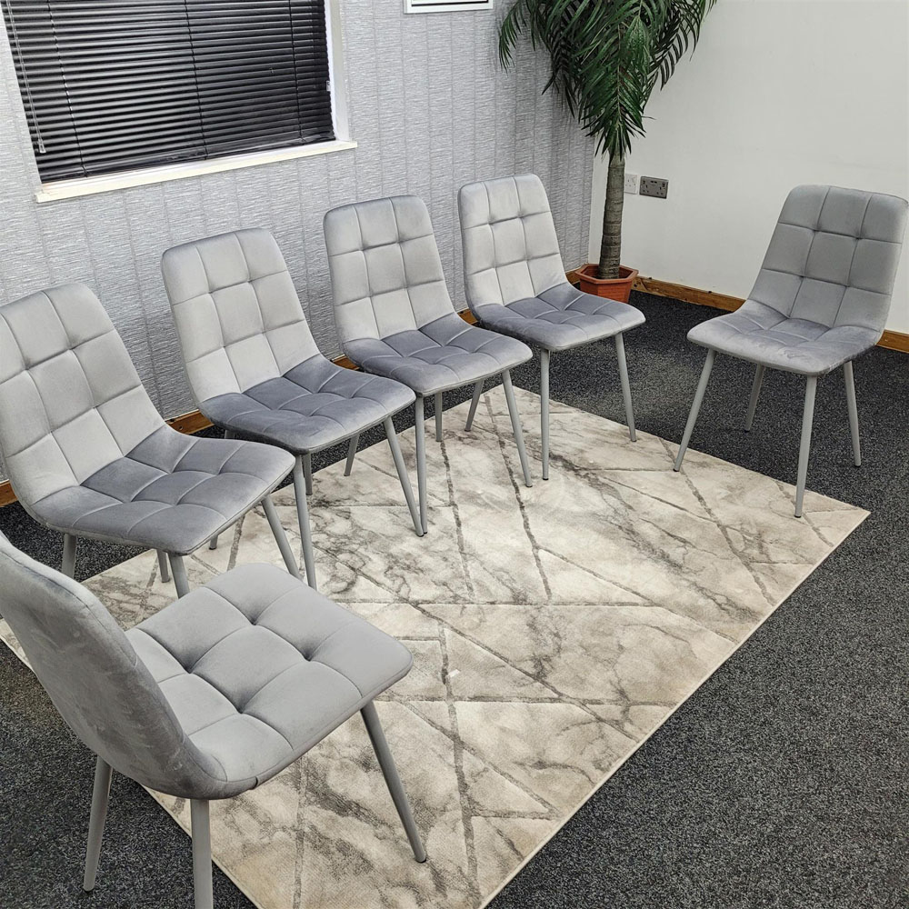 Kosy Koala 6 Seater Wooden Effect Velvet Dining Set Grey Image 3