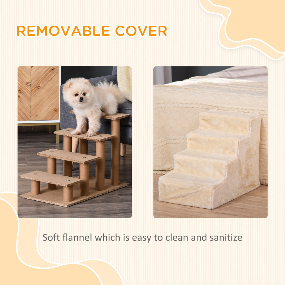 PawHut 4 Step Small Pets Soft Flannel Portable Pet Stairs Image 5