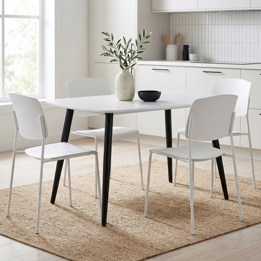 Core Products Aspen Academy 4 Seater Plastic Rectangular Dining Set White Image 1
