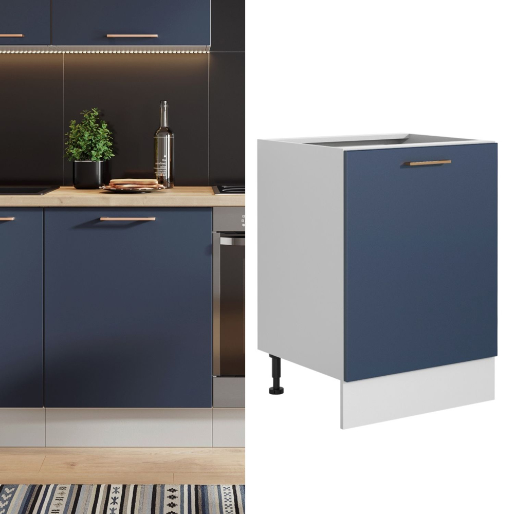 Impact Furniture Nora Single Door Dark Navy Kitchen Base Unit 600mm Image 2