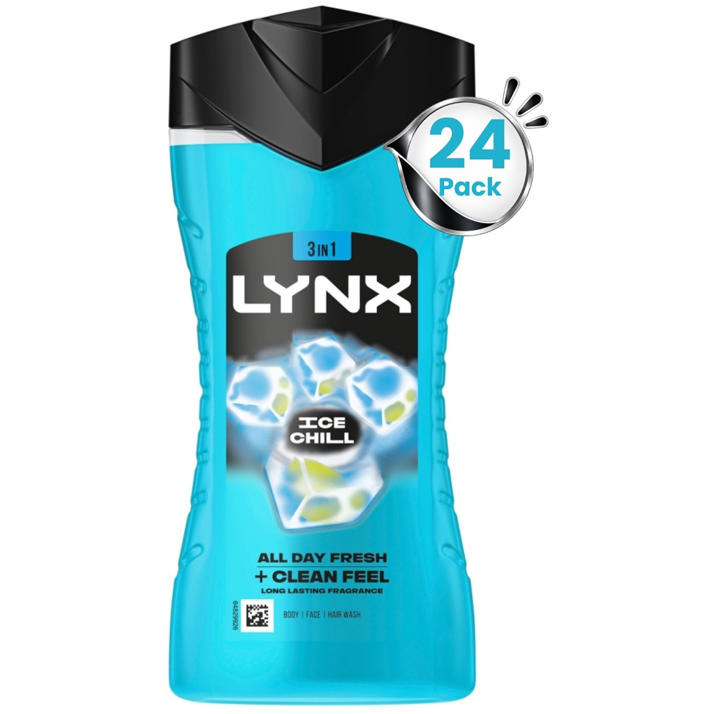 Lynx Ice Chill 12H Refreshing Fragrance Men's Shower Gel 225ml 24 Pack Image 1
