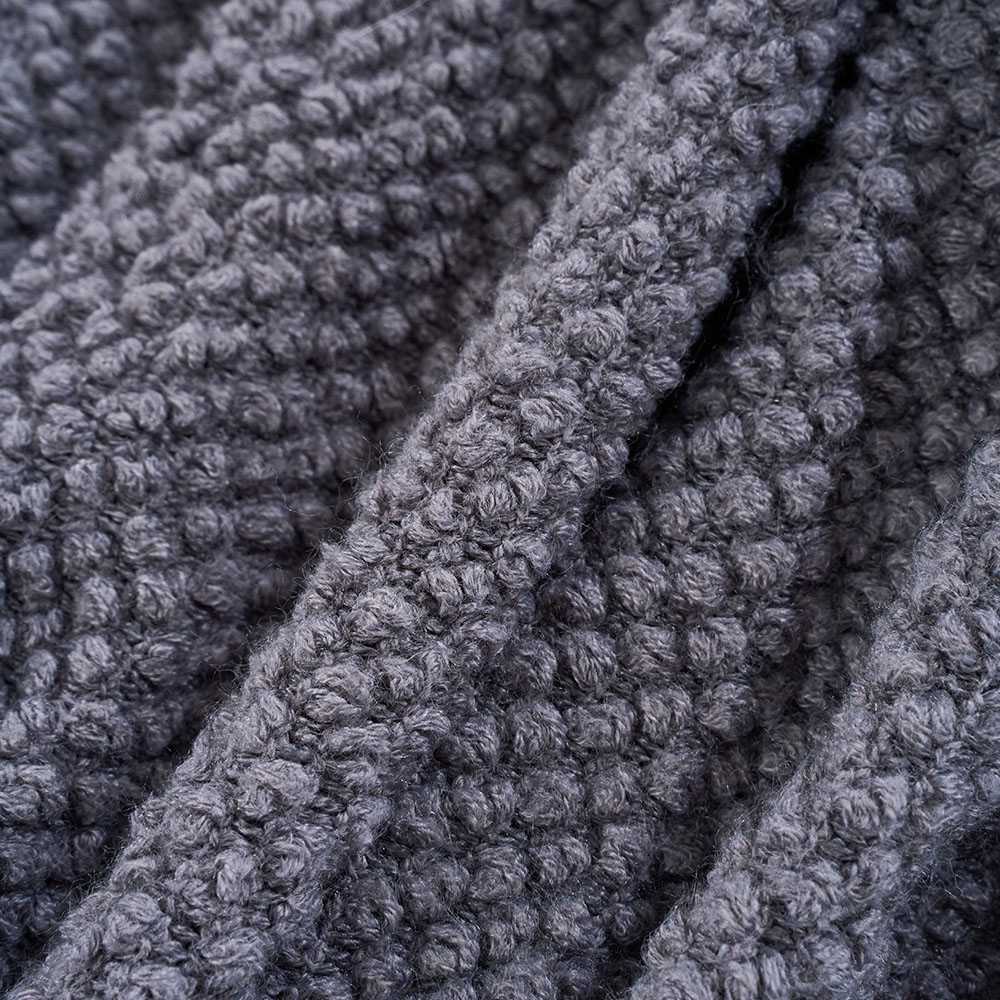 Living and Home Dark Grey Popcorn Knit Throw Blanket with Tassels 130 x 170cm Image 4