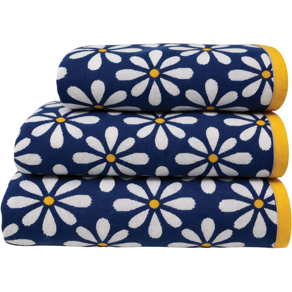 Bellissimo Home Cotton Blue Daisy Jacquard Bath Sheet Image 1