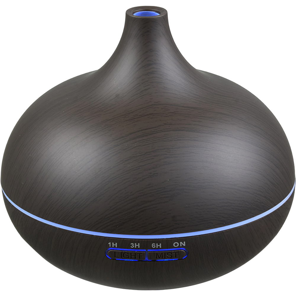 Living and Home Black Wood Grain Ultrasonic Essential Oil Diffuser with Timer Light and Remote Image 4