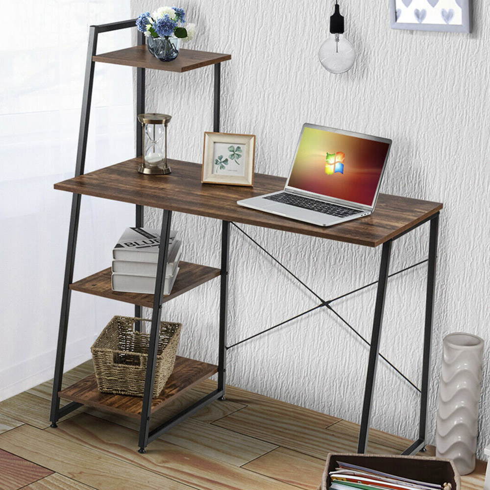 Costway 3 Shelf Adjustable Computer Desk Coffee Image 1
