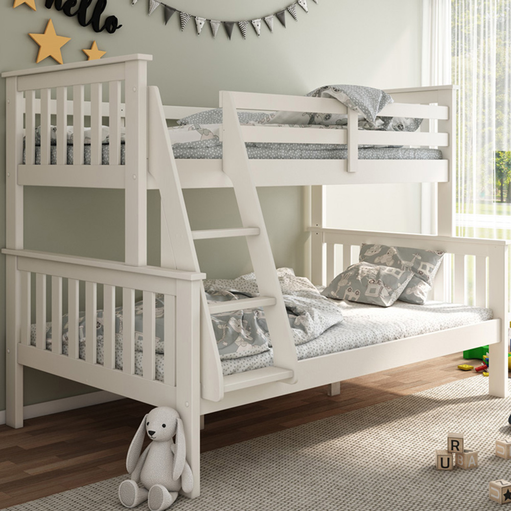 Carra Triple Sleeper White Bunk Bed with Pocket Mattresses Image 1